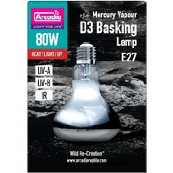 Arcadia 2nd Generation Mini D3 UV Basking lamp 80W | UVB warmte en licht voor reptielen