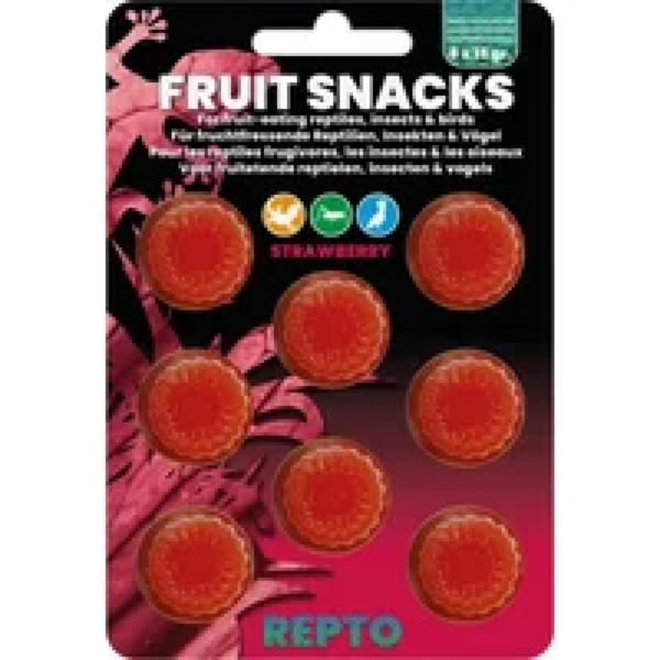 Repto Fruit snacks mix 8x15 g gelcups voor reptielen, vogels en insecten Aardbei