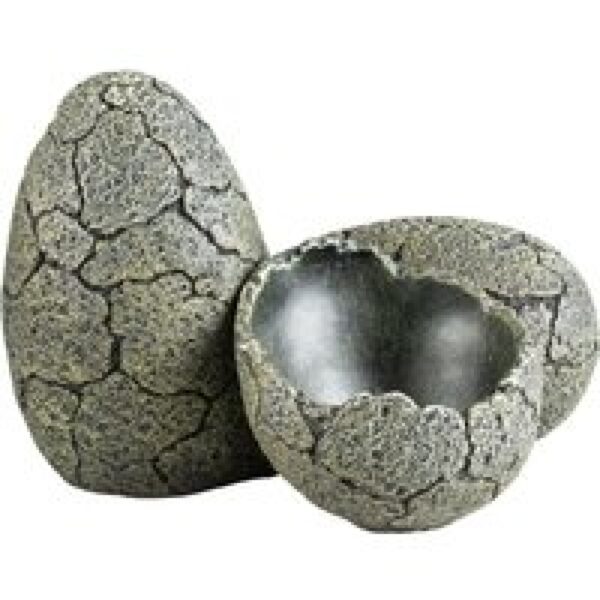 Terra Della Eieren terrarium schuilgrot met voerbak voor reptielen | S 15x15x10CM en L 18x16x13CM L - 18x16x13CM