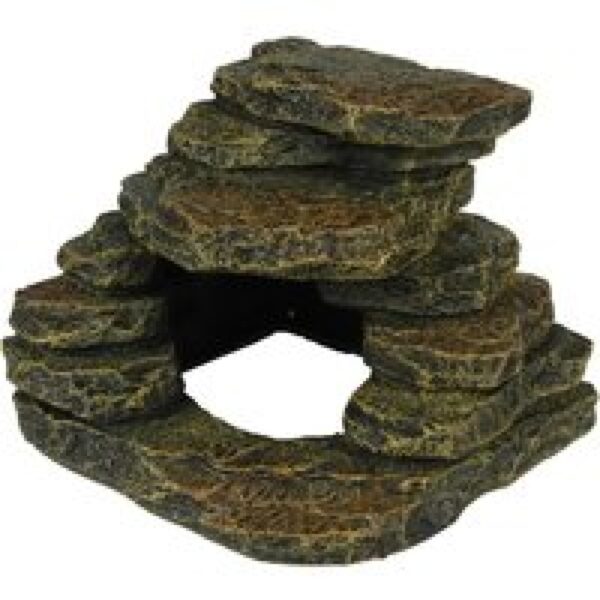 Terra Della Hoeksteen terrariumornament met zonnebadplaats en schuilgrot S-M-L L - 25,8x25,5x19CM