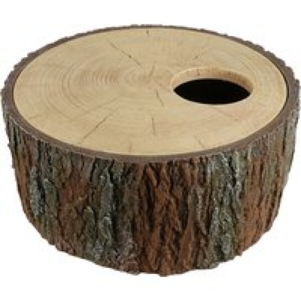 Terra Della Reptielenschuilplaats Boom | Natuurlijke boomstronk schuilplaats voor reptielen met afneembare deksel L - 30,5x30,5x13cm