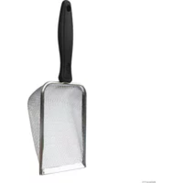 Exo Terra Metalen schepje met fijne mazen en ergonomische handgreep voor terrariumzand