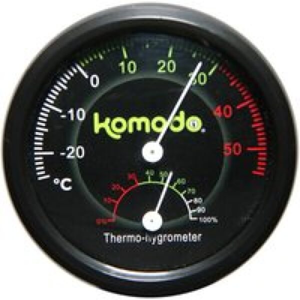Komodo Analoge thermo hygrometer voor terrarium | temperatuur en luchtvochtigheid | ø 8 cm | reptielen en amfibieën